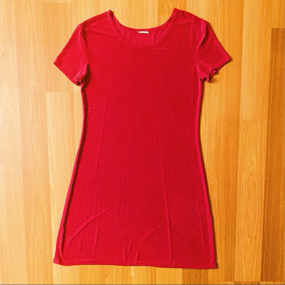 Vintage minimalist 90s stretchy pink minidress